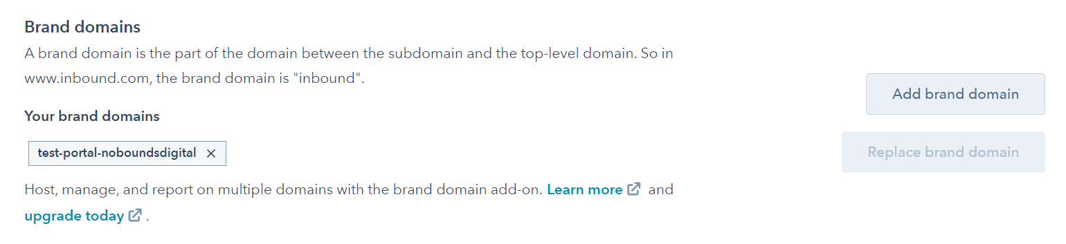 brand domain settings