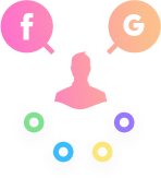 illustration with Facebook and Google icon 